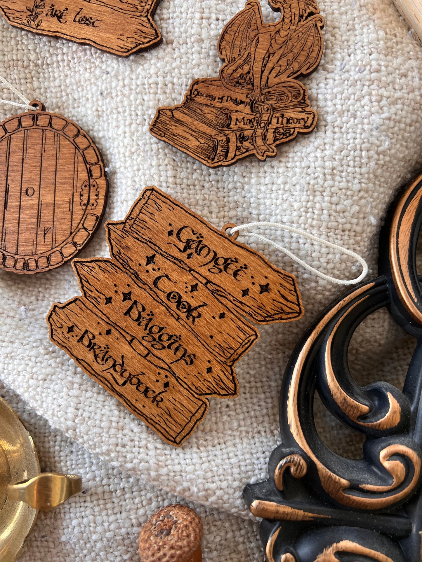 Wooden bookish ornament