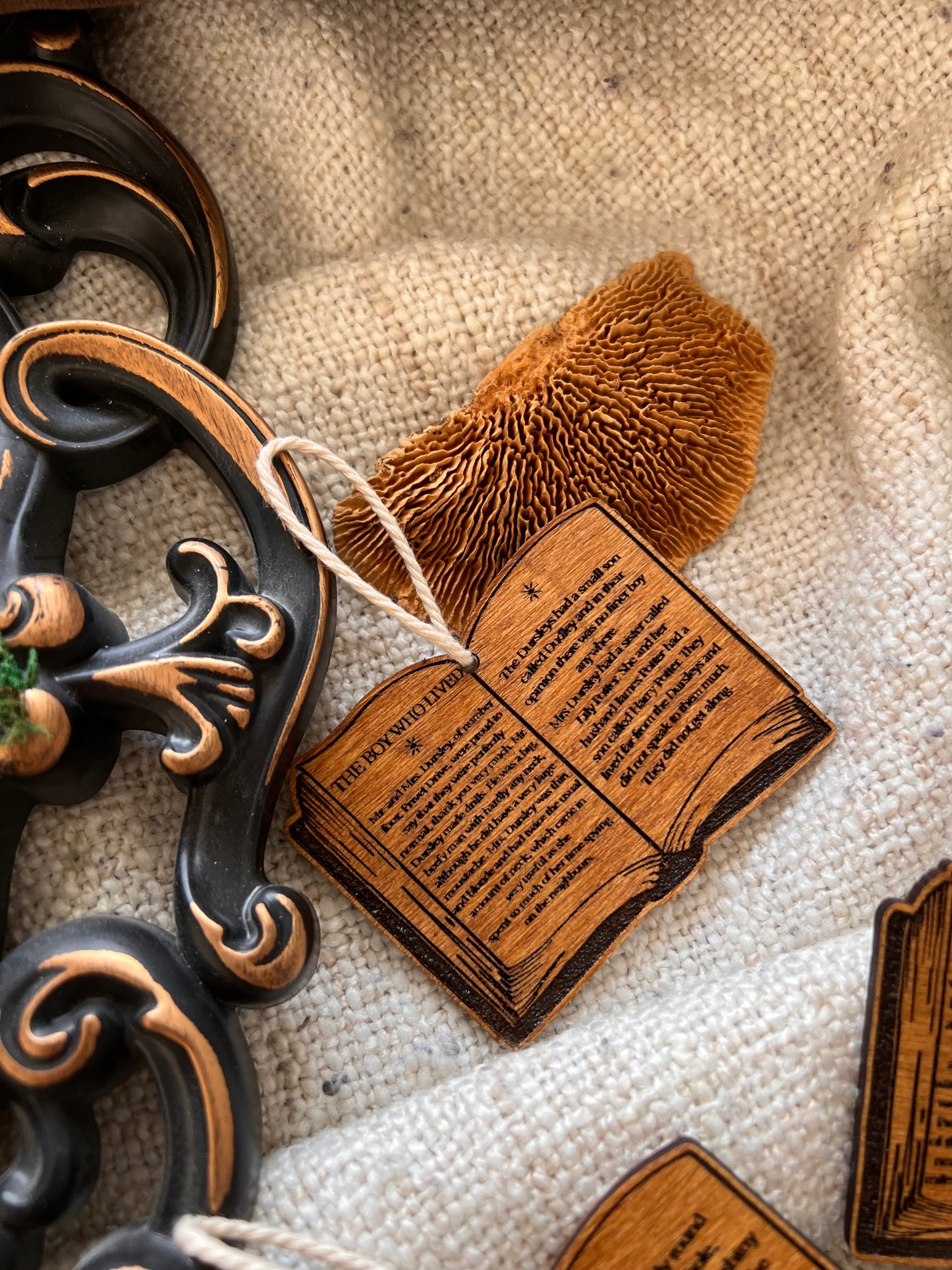 Bookish ornament (open book)