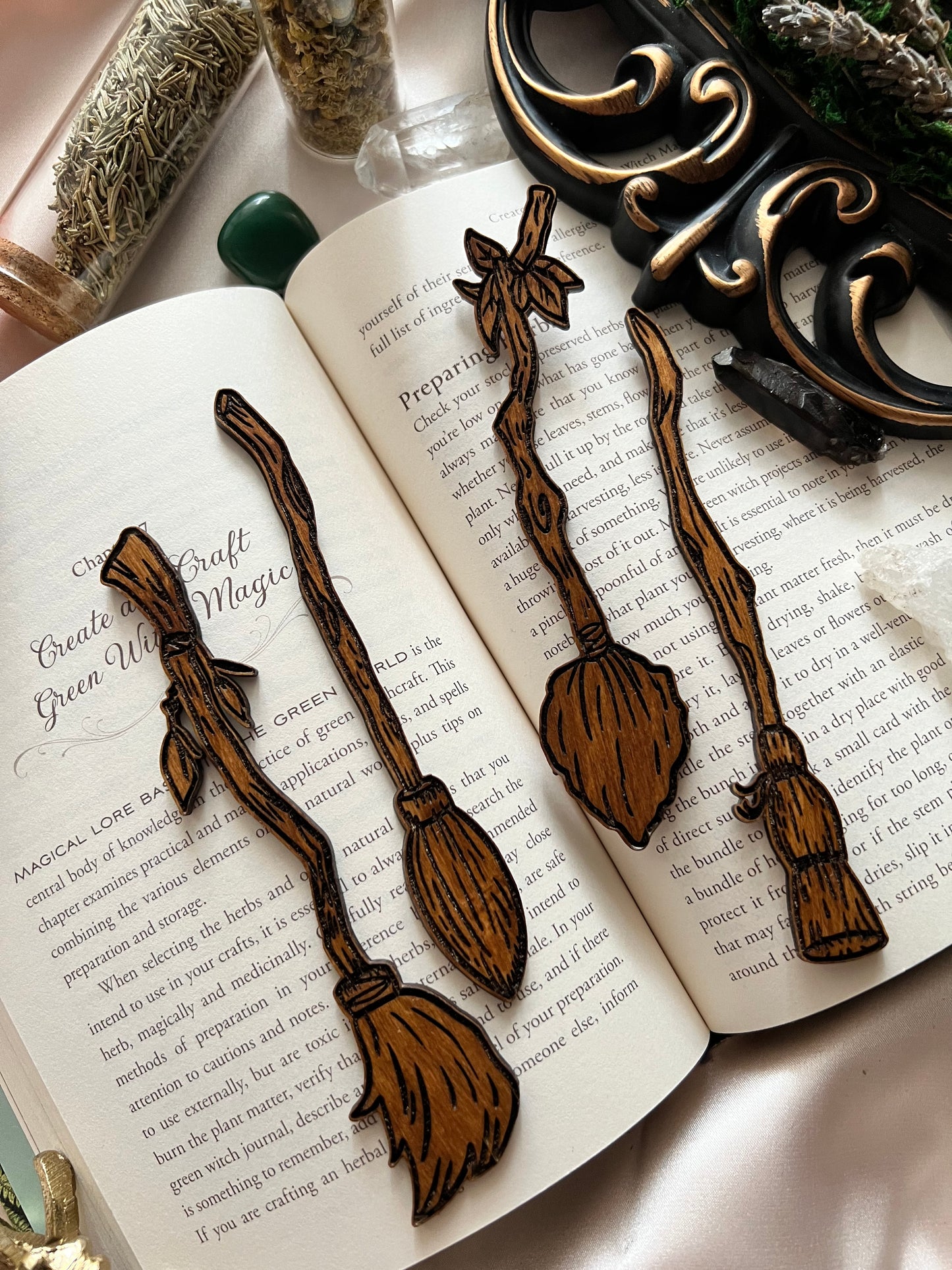 Broomsticks wooden bookmarks