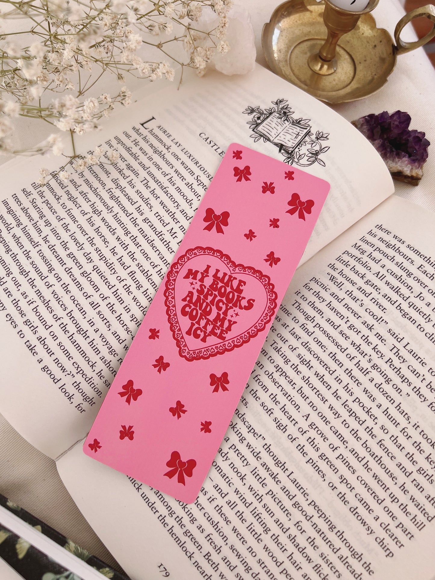 Pink Romance Bookmarks with Bow