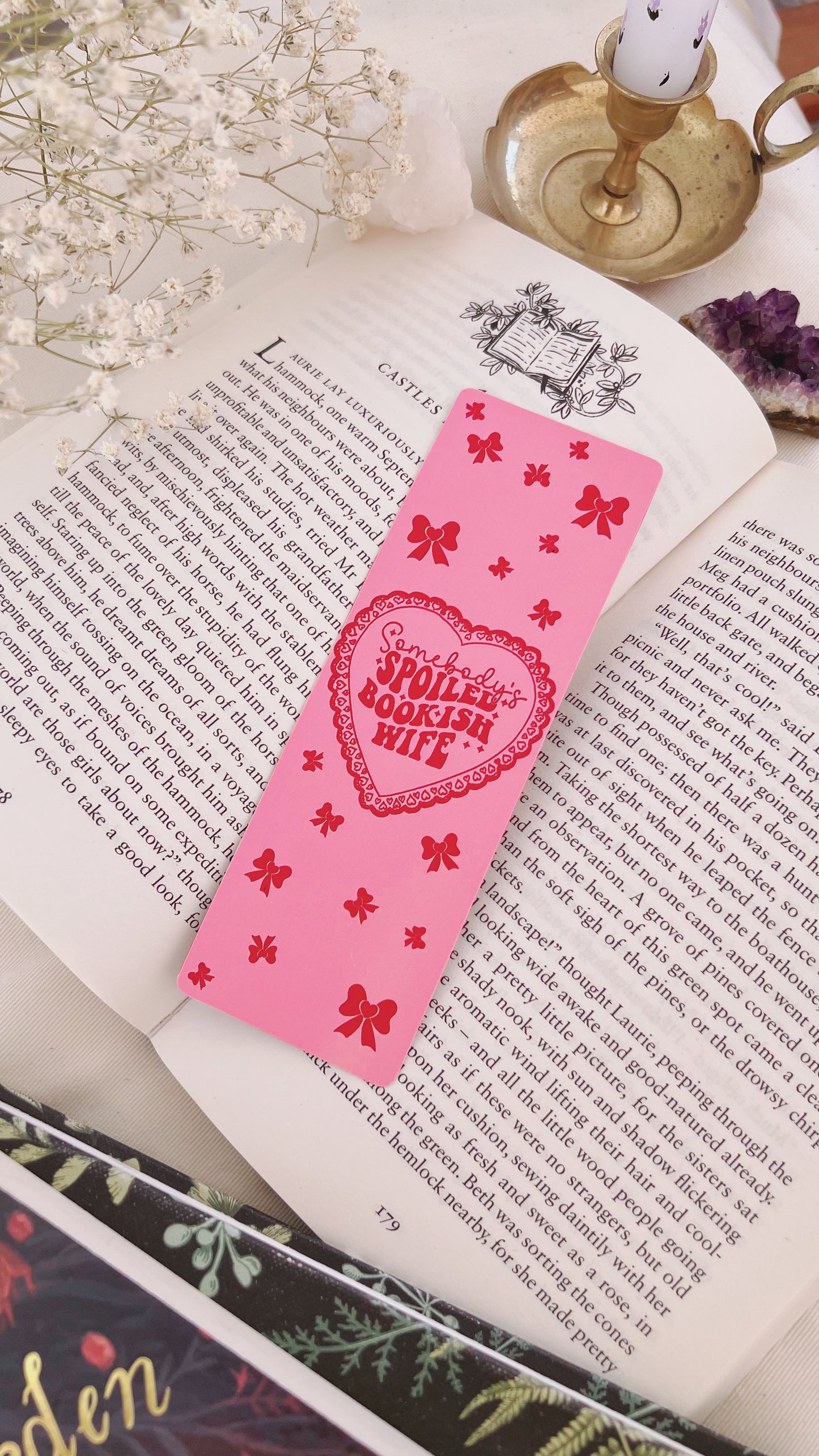 Pink Romance Bookmarks with Bow