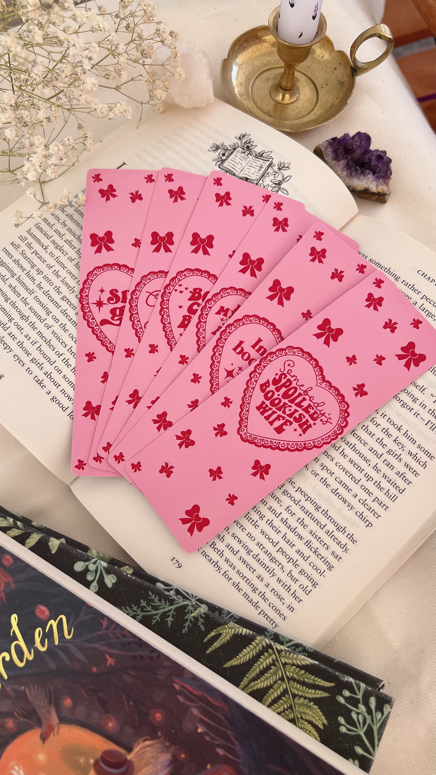 Pink Romance Bookmarks with Bow