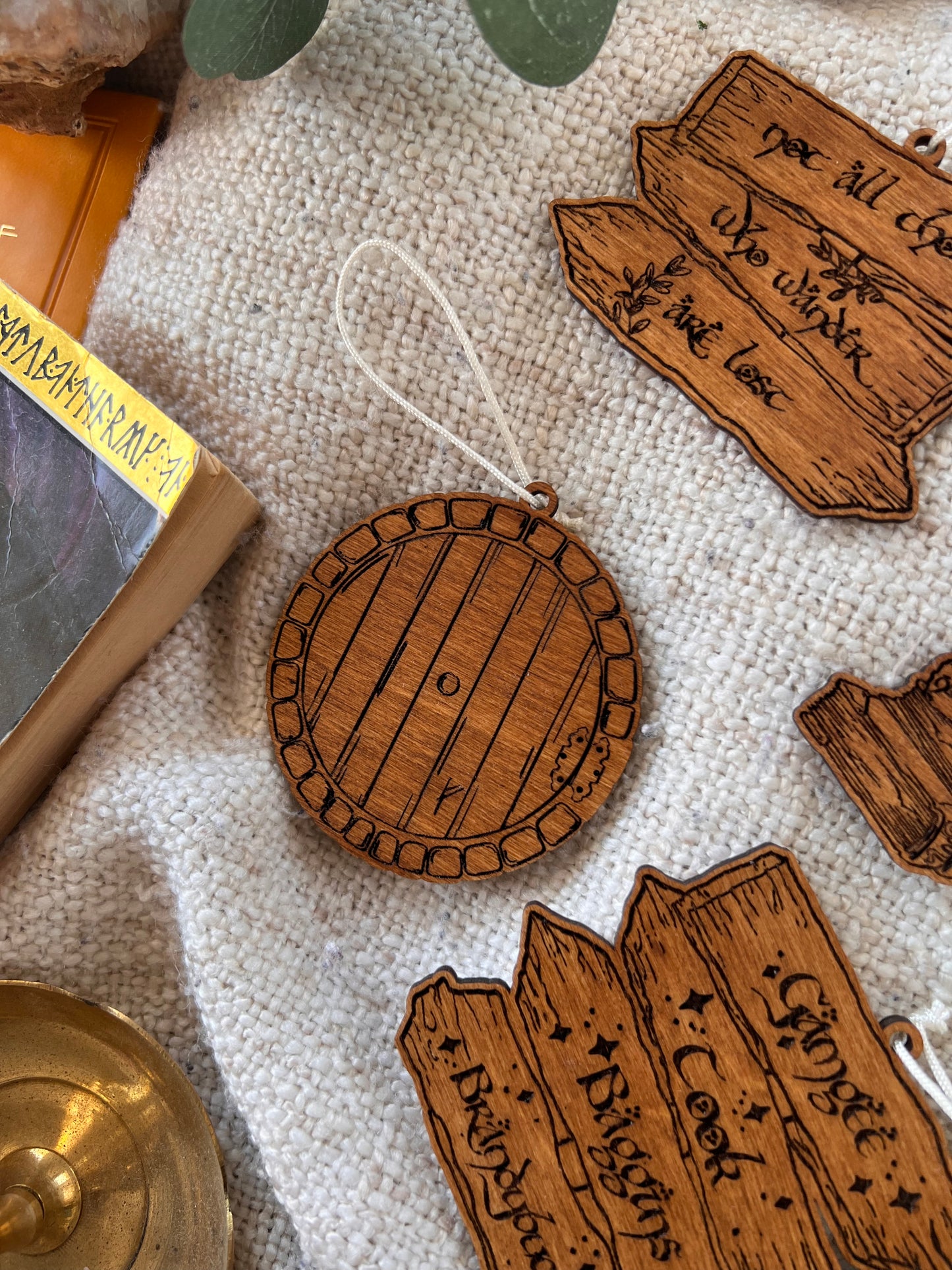 Wooden bookish ornament