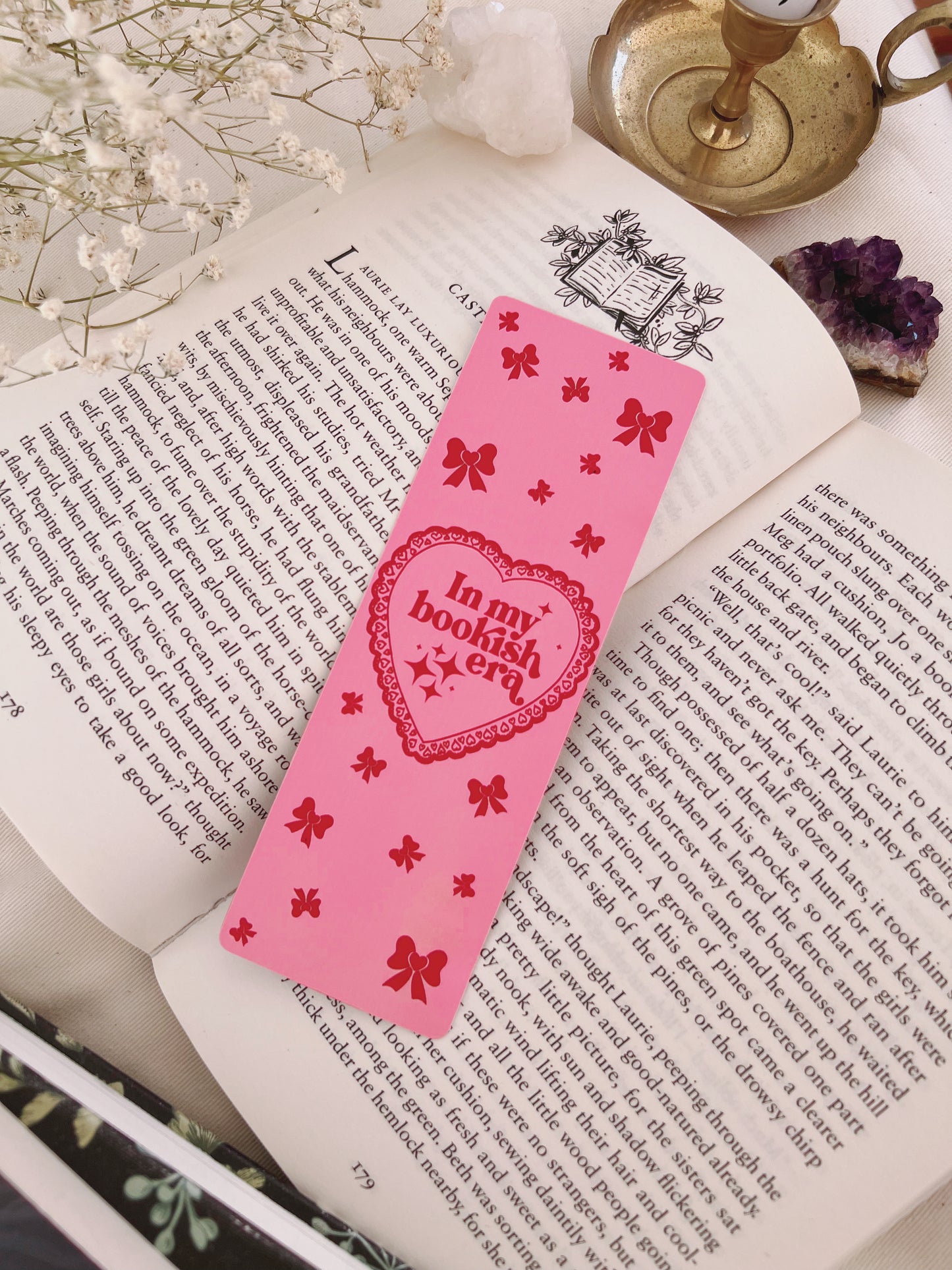 Pink Romance Bookmarks with Bow