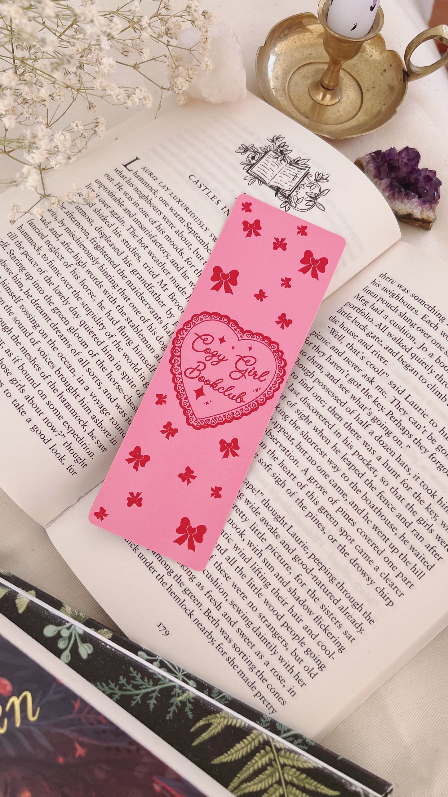 Pink Romance Bookmarks with Bow