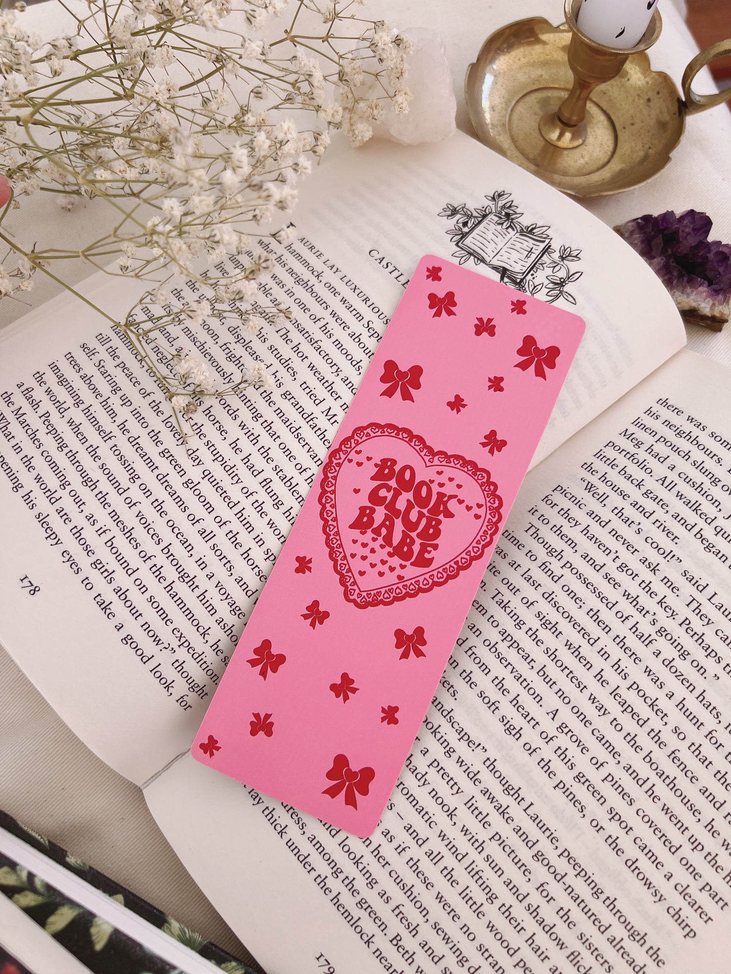 Pink Romance Bookmarks with Bow