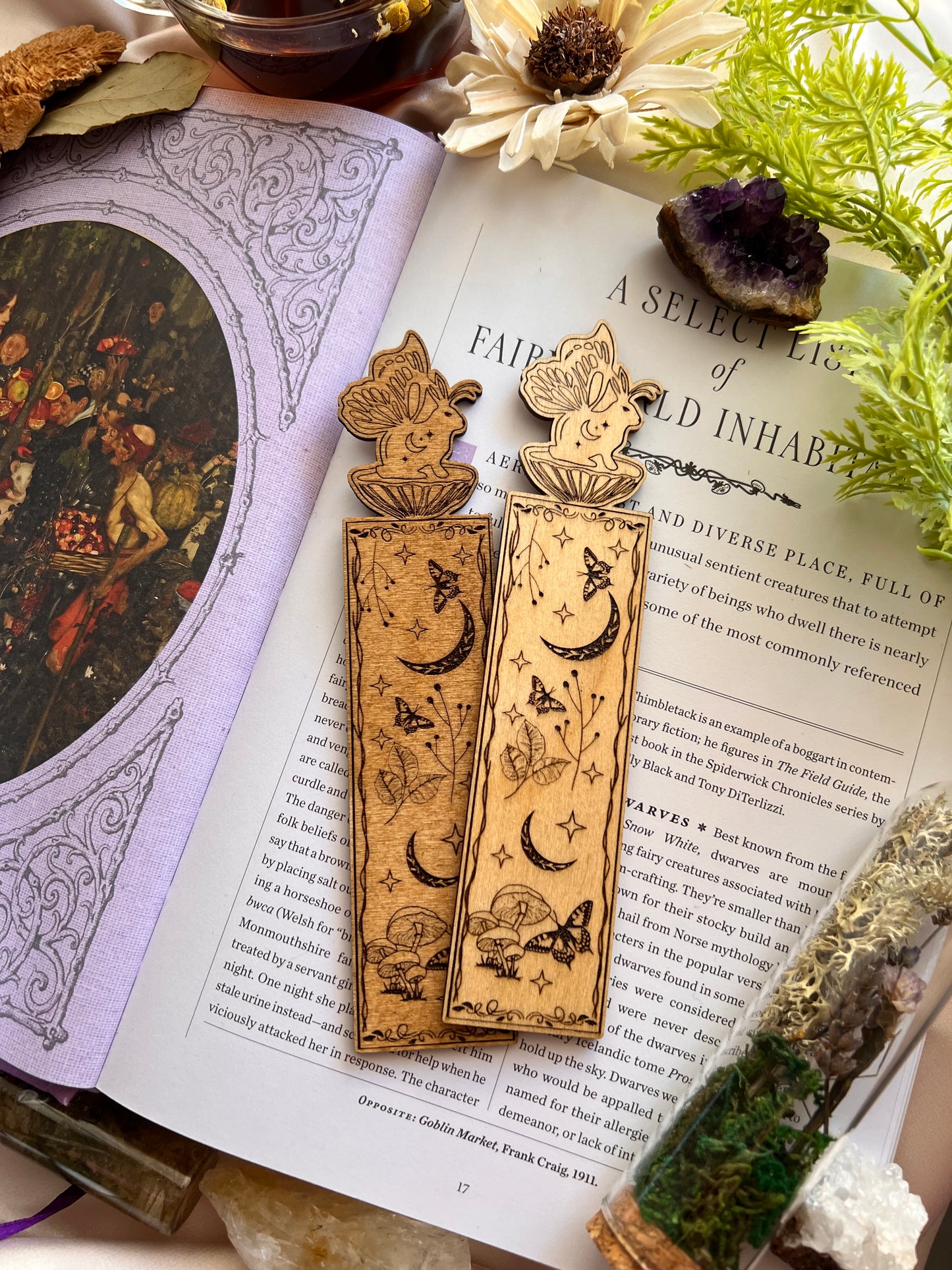 Faery Bunnies Wooden Bookmarks