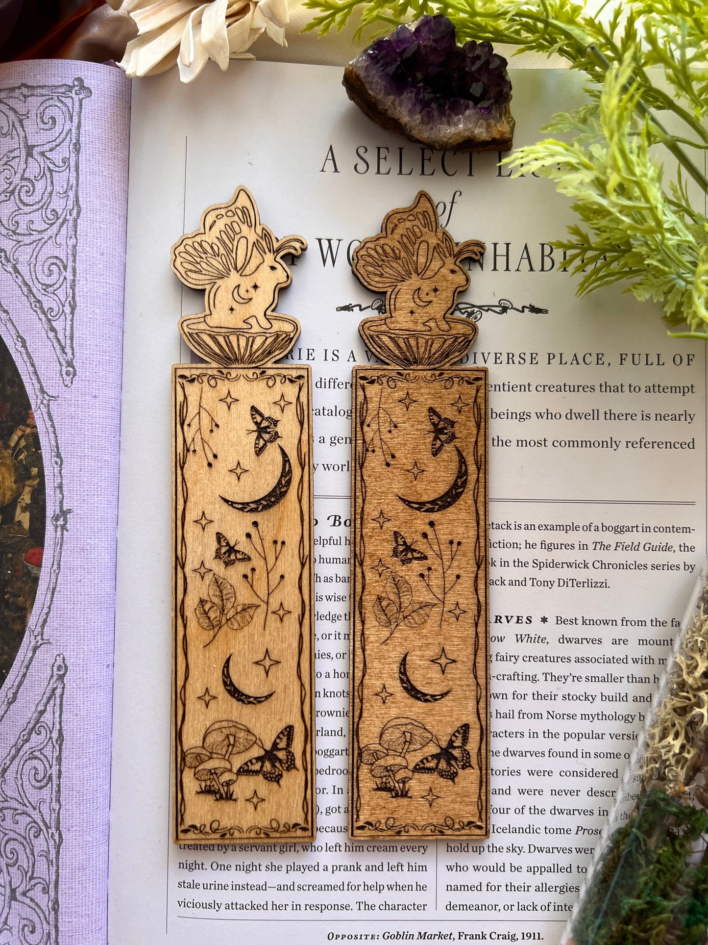 Faery Bunnies Wooden Bookmarks