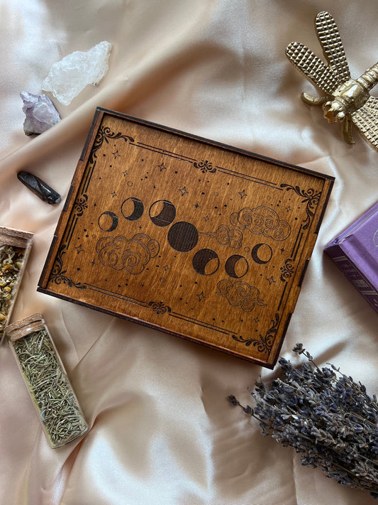 Wooden Tarot Box (moon phases)