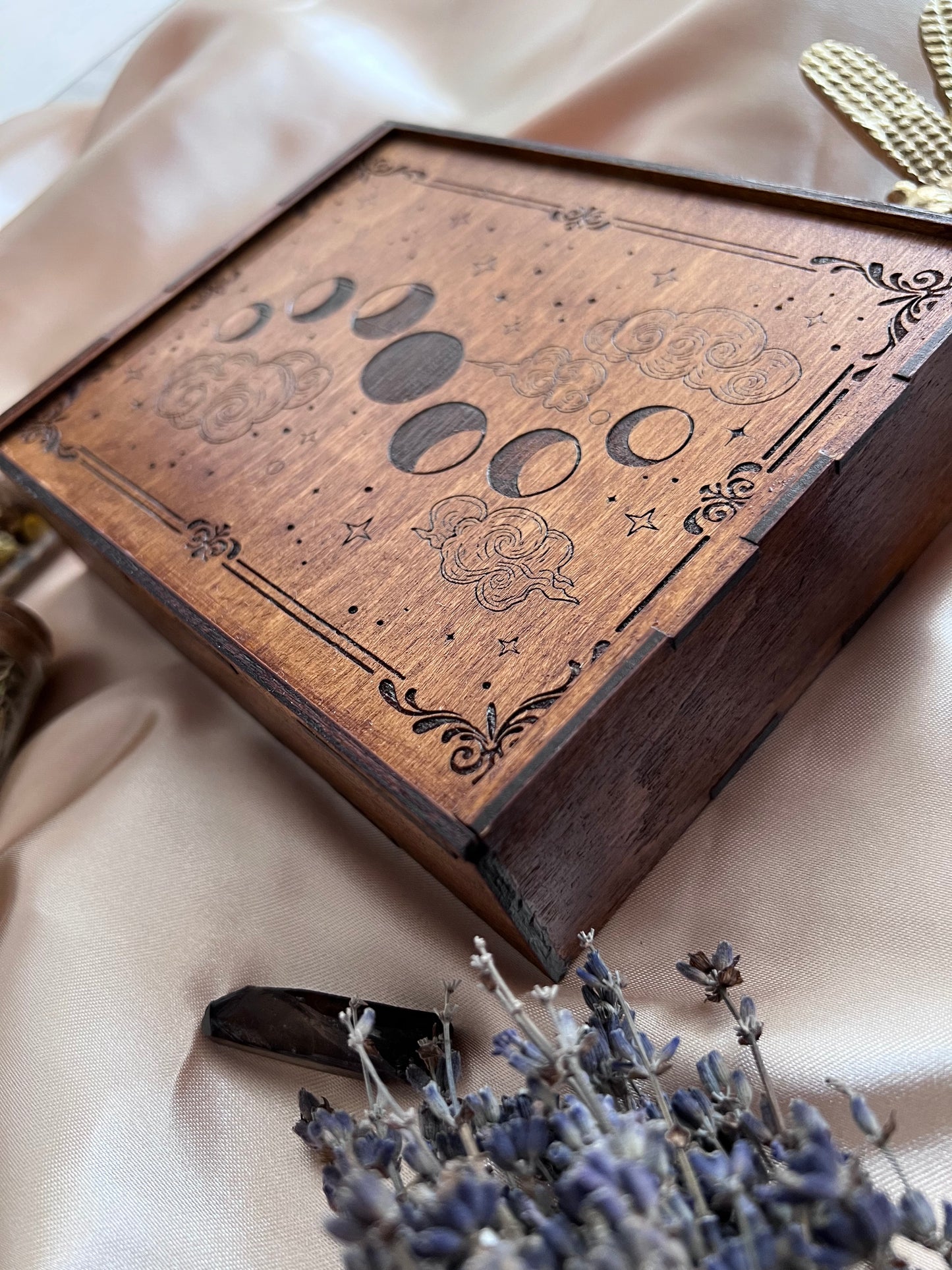 Wooden Tarot Box (moon phases)