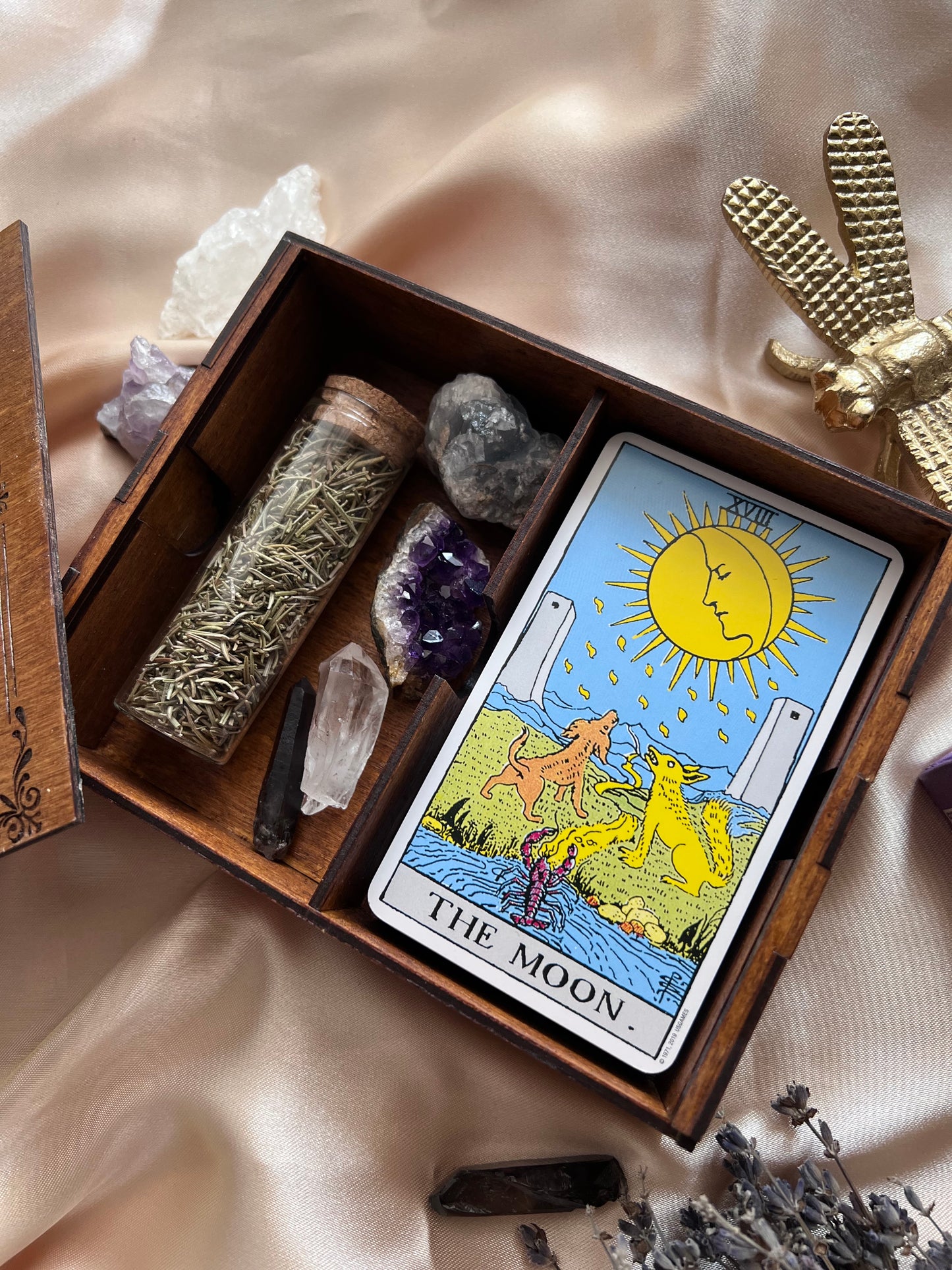 Wooden Tarot Box (Moon)