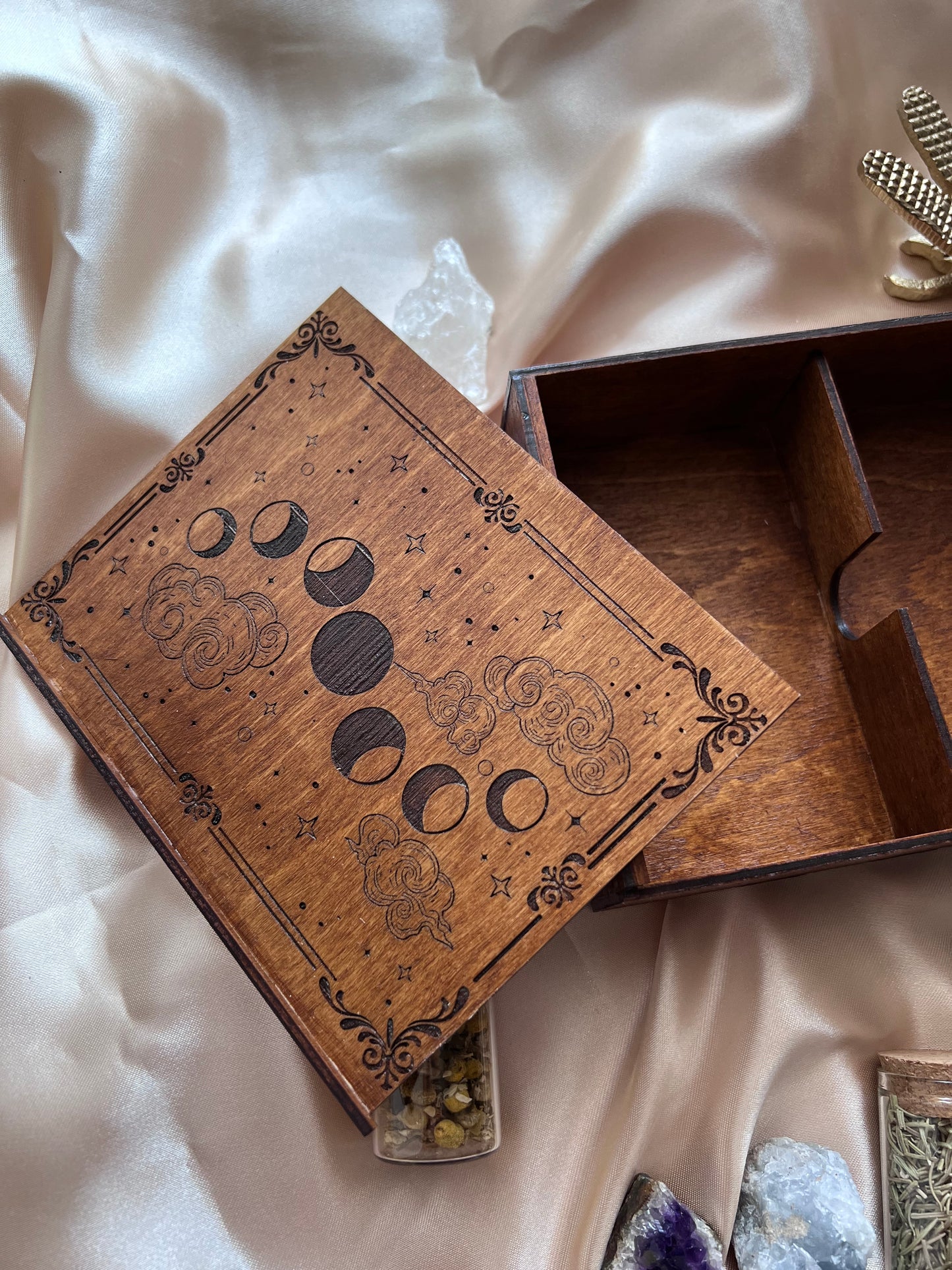 Wooden Tarot Box (moon phases)