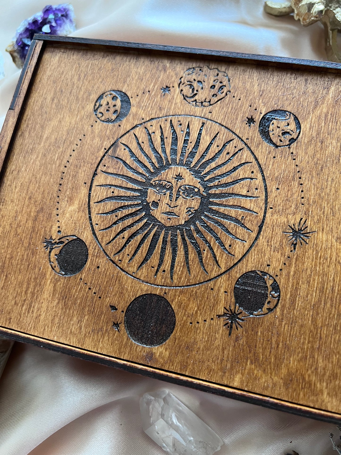 Wooden Tarot Box (Sun )