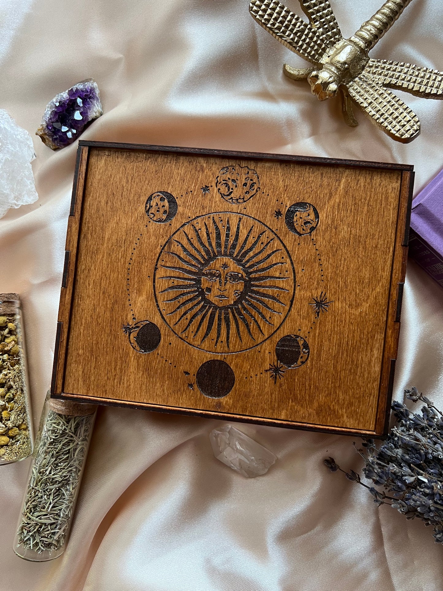 Wooden Tarot Box (Sun )