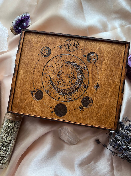 Wooden Tarot Box (Moon)