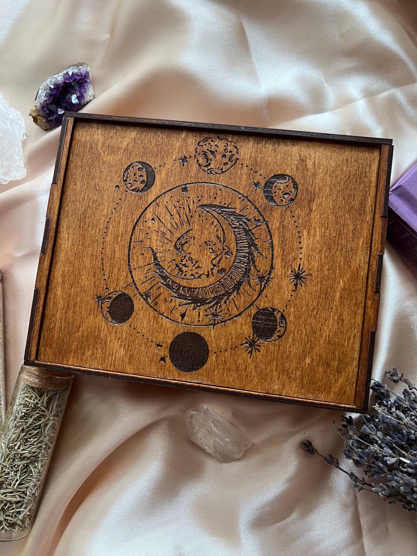 Wooden Tarot Box (Moon)