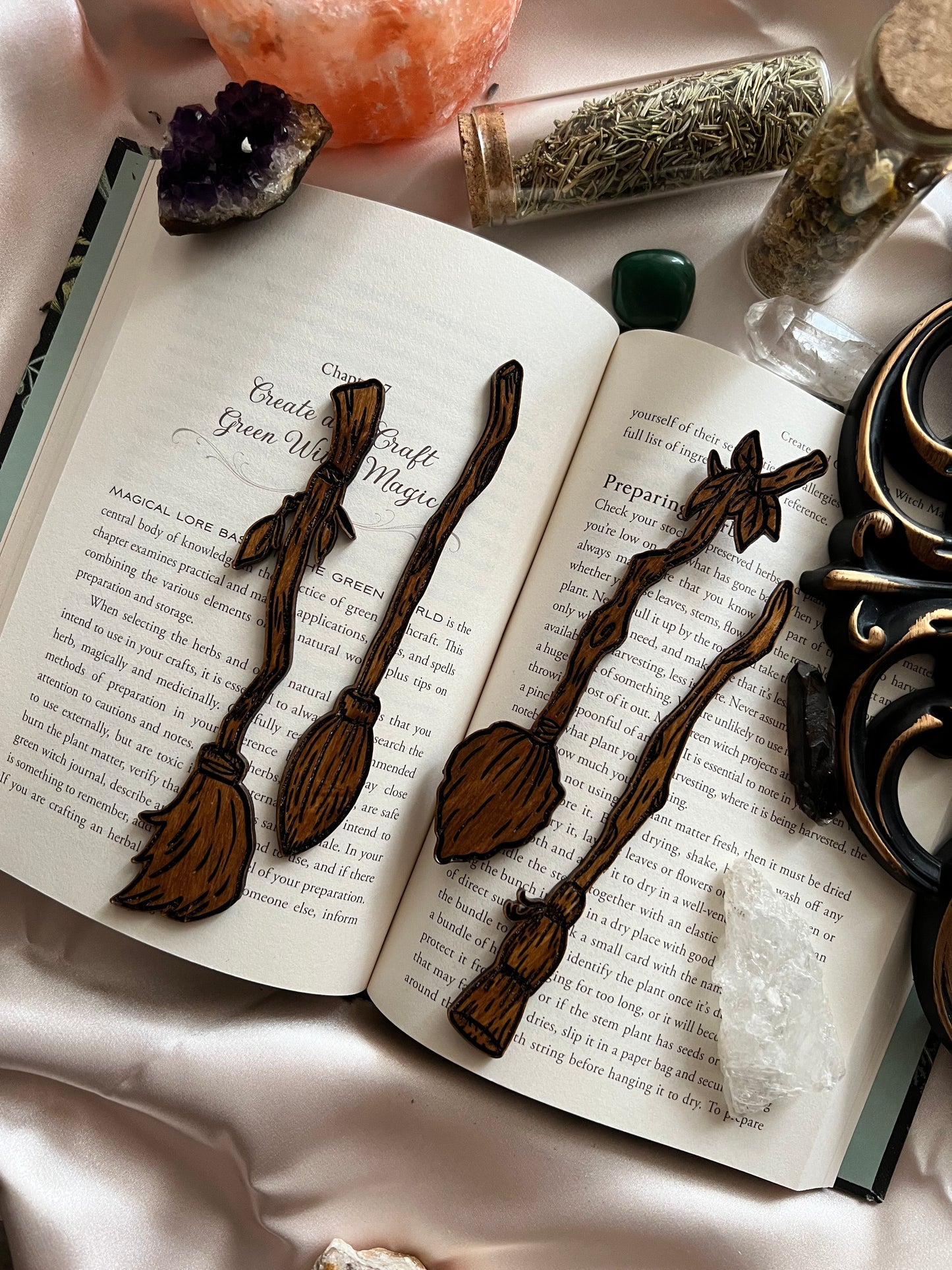 Broomsticks wooden bookmarks