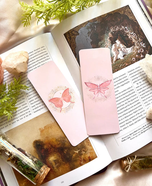 Set of 2 Cottage core bookmarks (butterfly and moth)