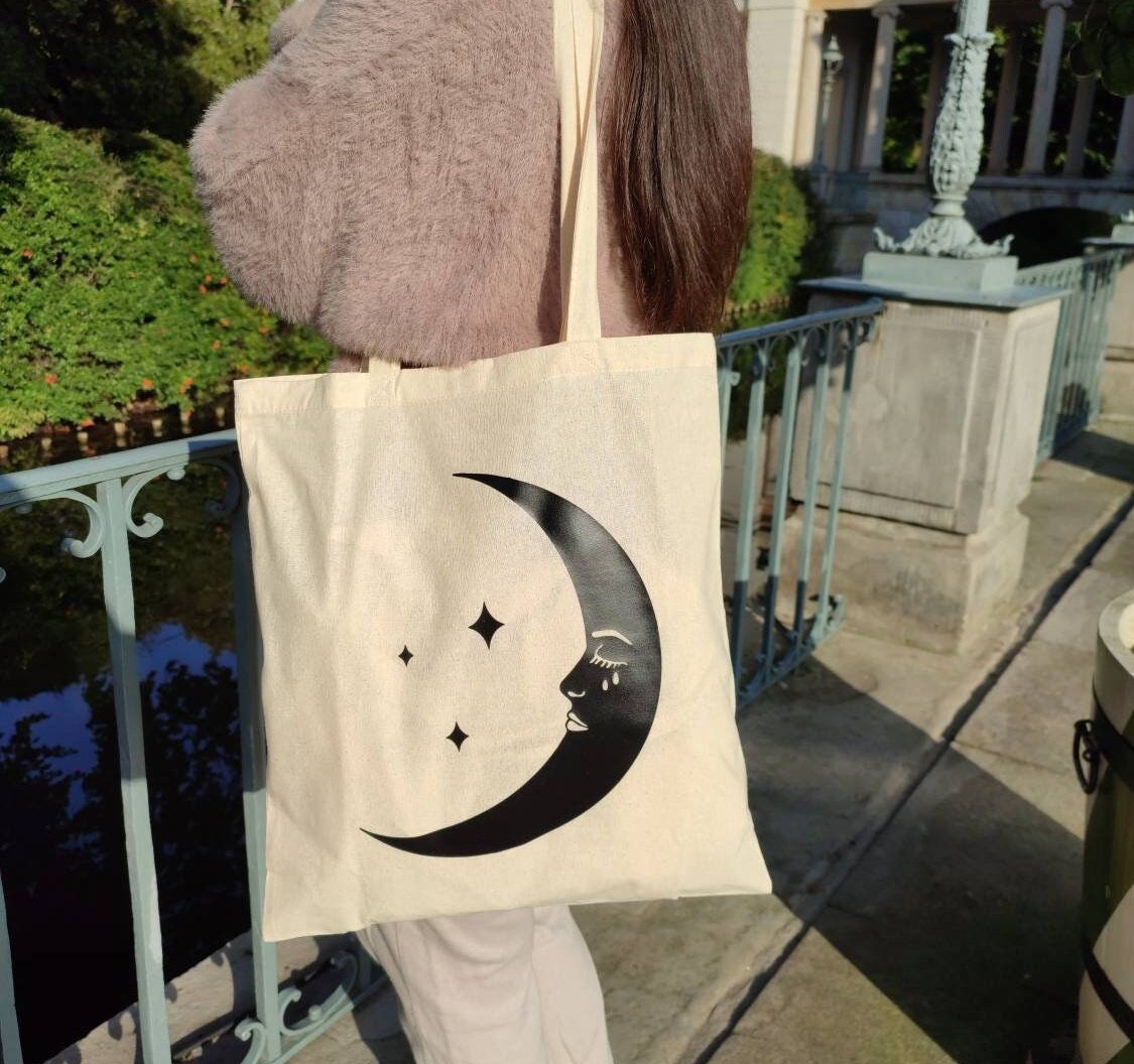 Moon Cotton Tote Bag