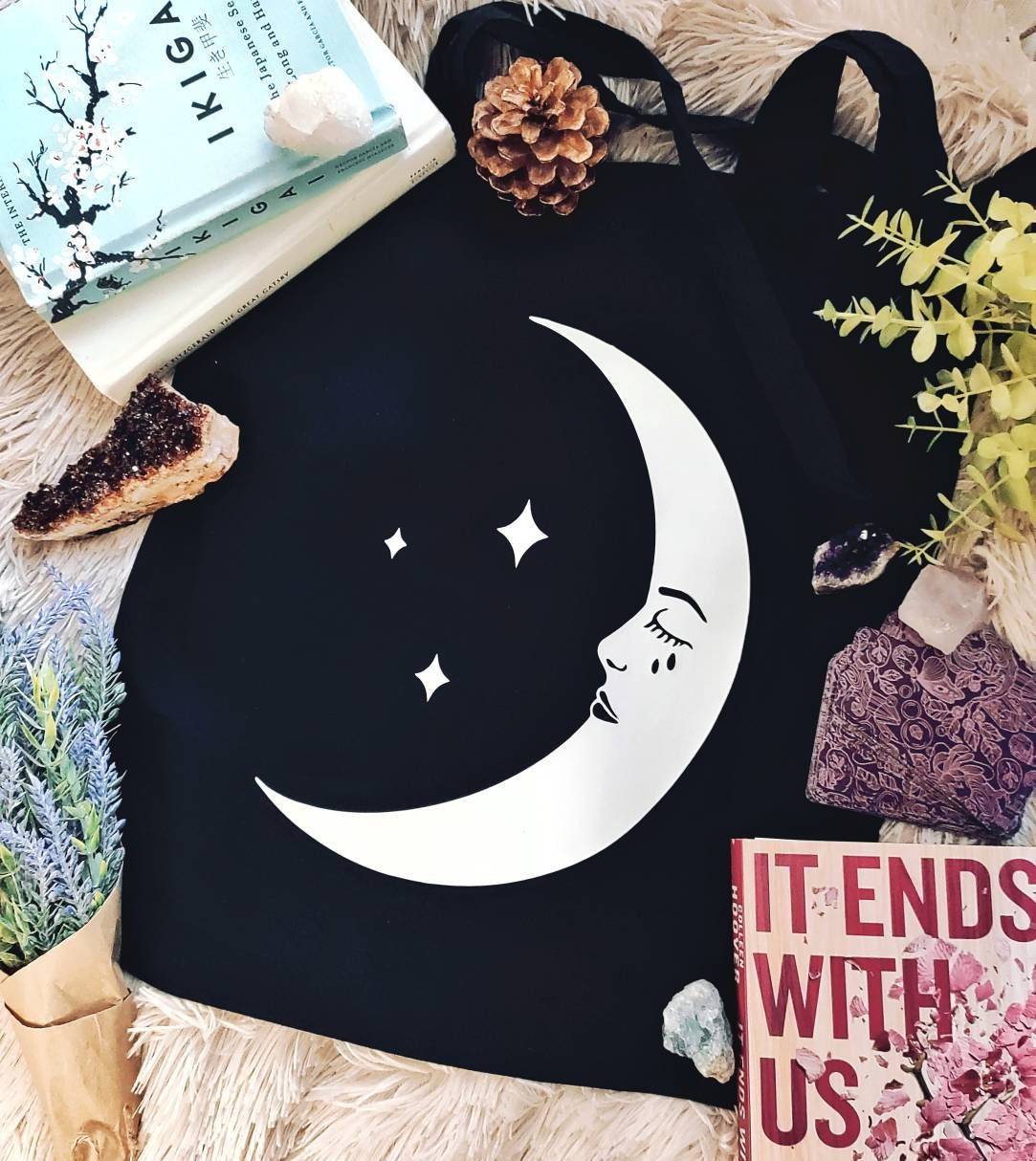 Moon Cotton Tote Bag