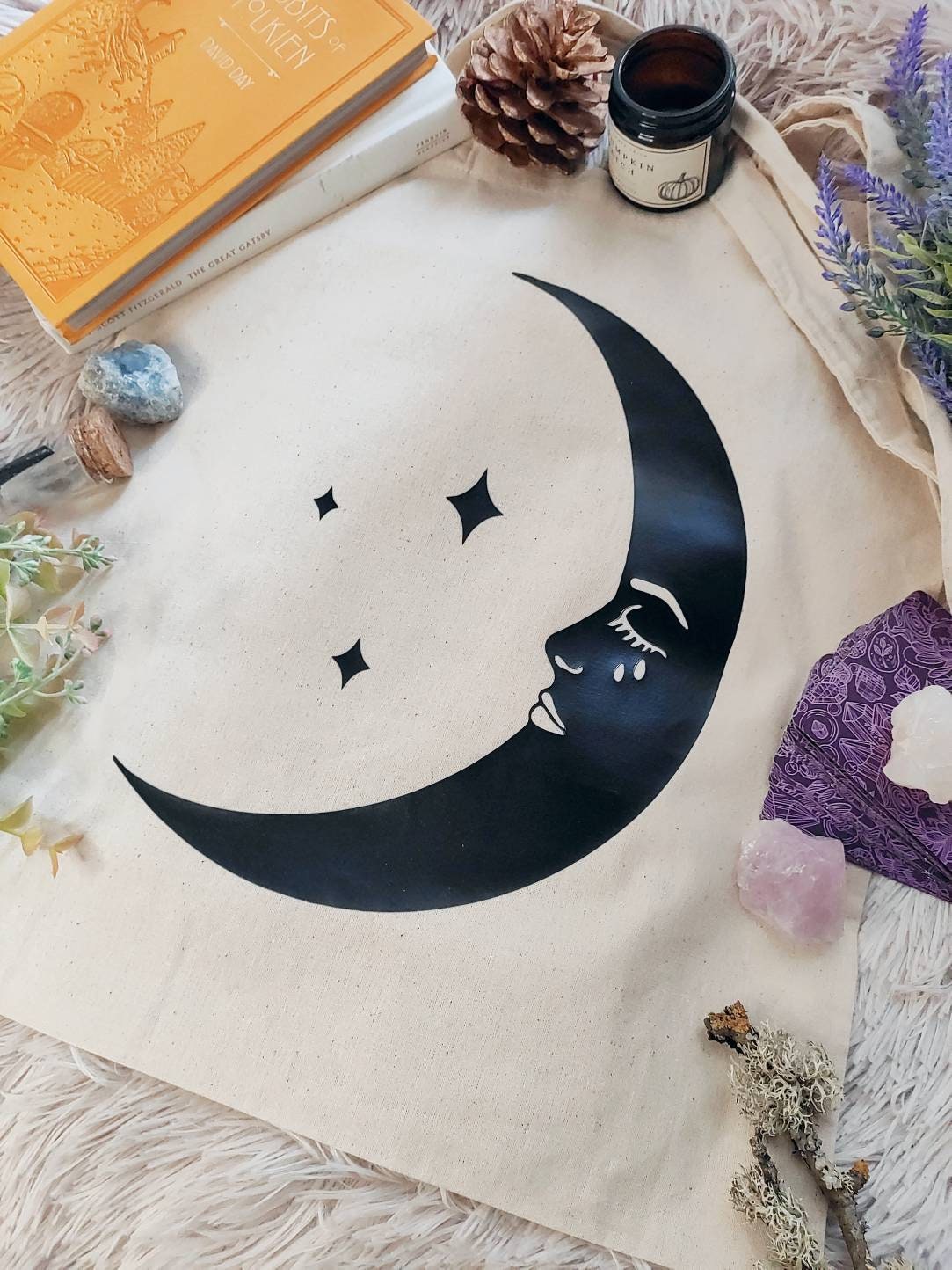 Moon Cotton Tote Bag