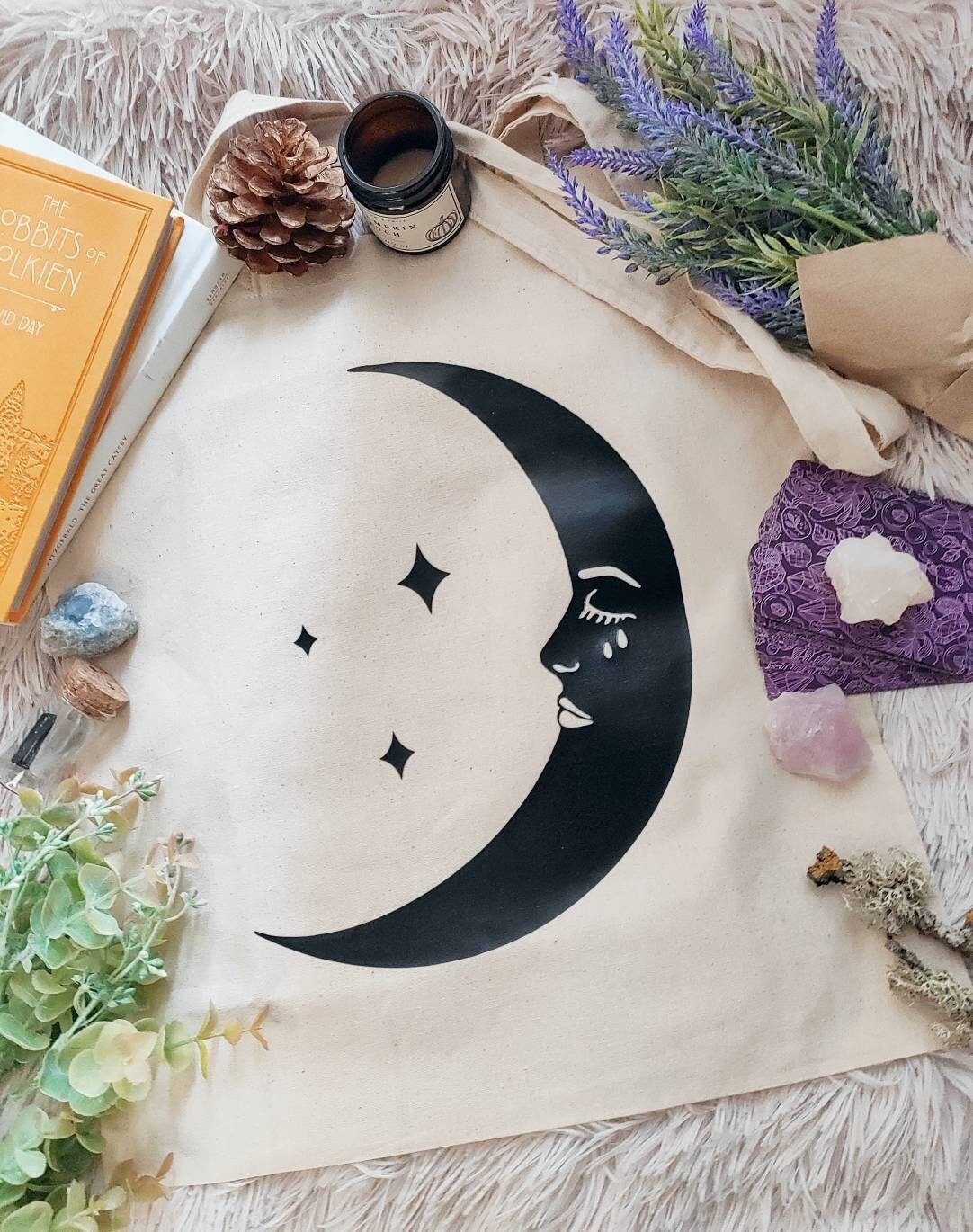 Moon Cotton Tote Bag