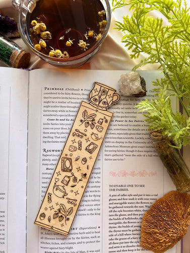 Cottage core bookmarks teacup wooden bookmarks